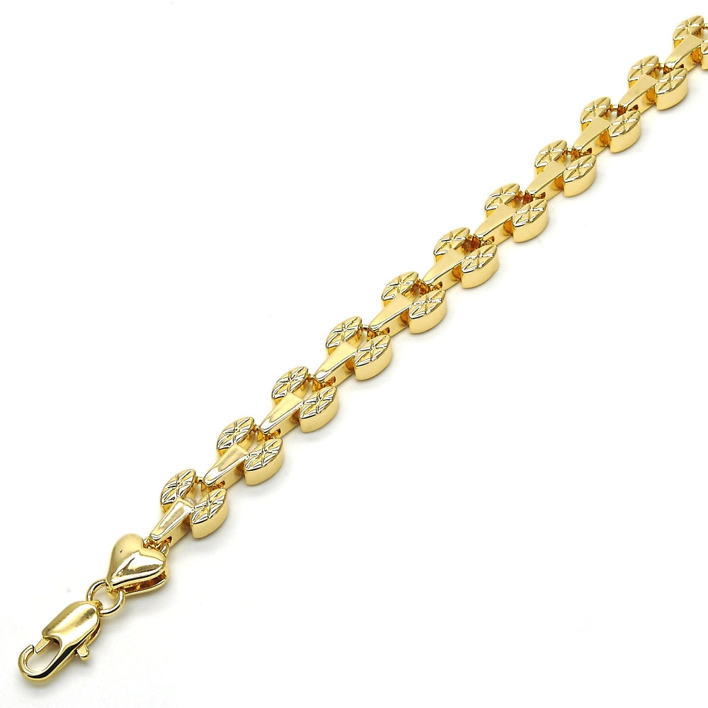 Oro Laminado Fancy Bracelet, Gold Filled Style Polished, Golden Finish