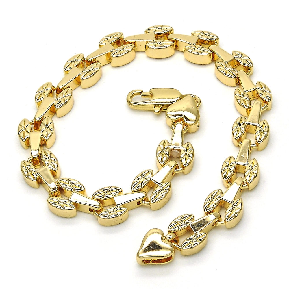 Oro Laminado Fancy Bracelet, Gold Filled Style Polished, Golden Finish