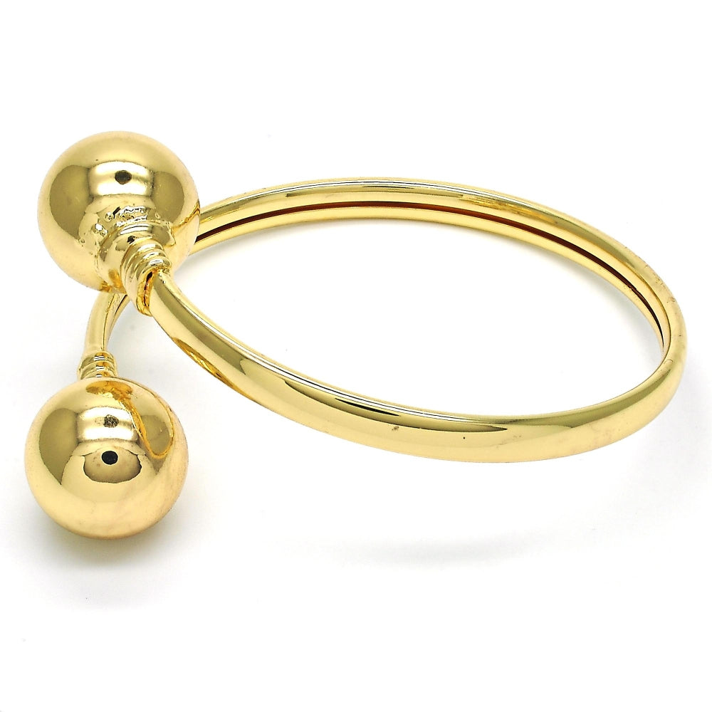 Oro Laminado Individual Bangle, Gold Filled Style Ball Design, Polished, Golden Finish