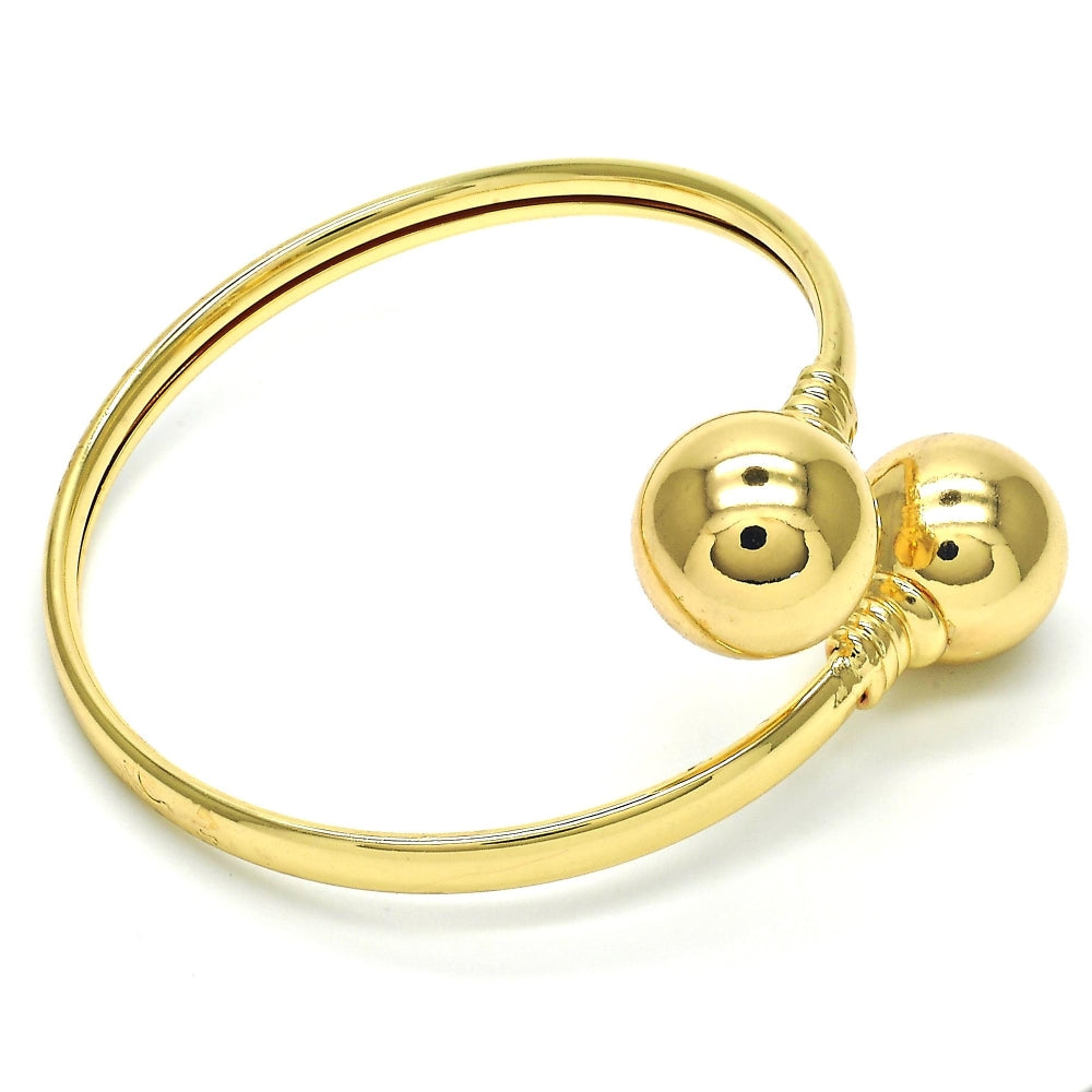 Oro Laminado Individual Bangle, Gold Filled Style Ball Design, Polished, Golden Finish