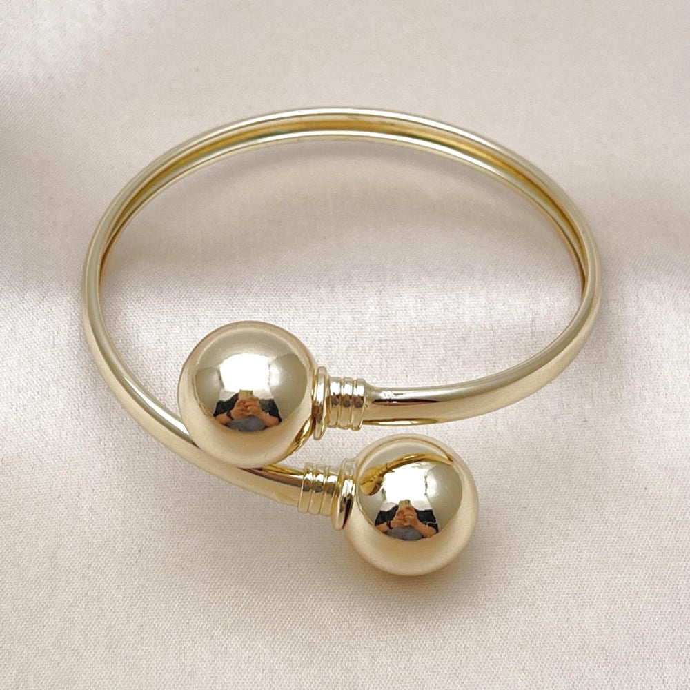 Oro Laminado Individual Bangle, Gold Filled Style Ball Design, Polished, Golden Finish