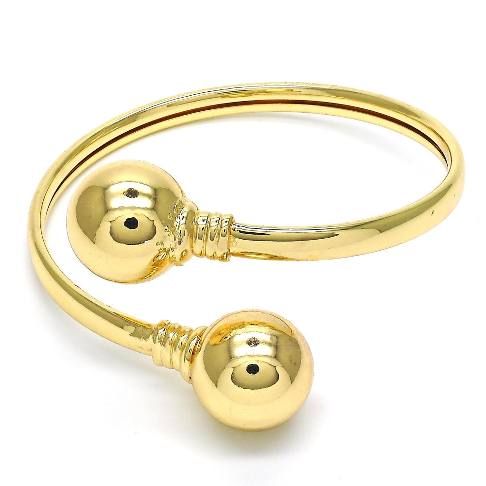 Oro Laminado Individual Bangle, Gold Filled Style Ball Design, Polished, Golden Finish