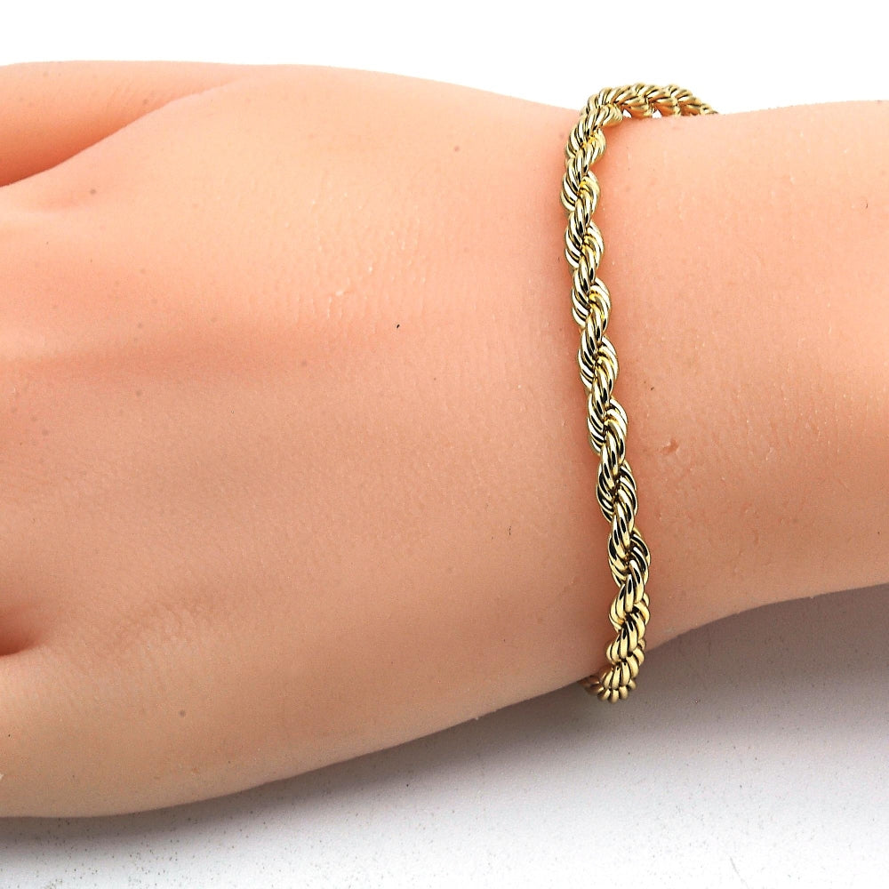 Oro Laminado Basic Bracelet, Gold Filled Style Rope Design, Polished, Golden Finish