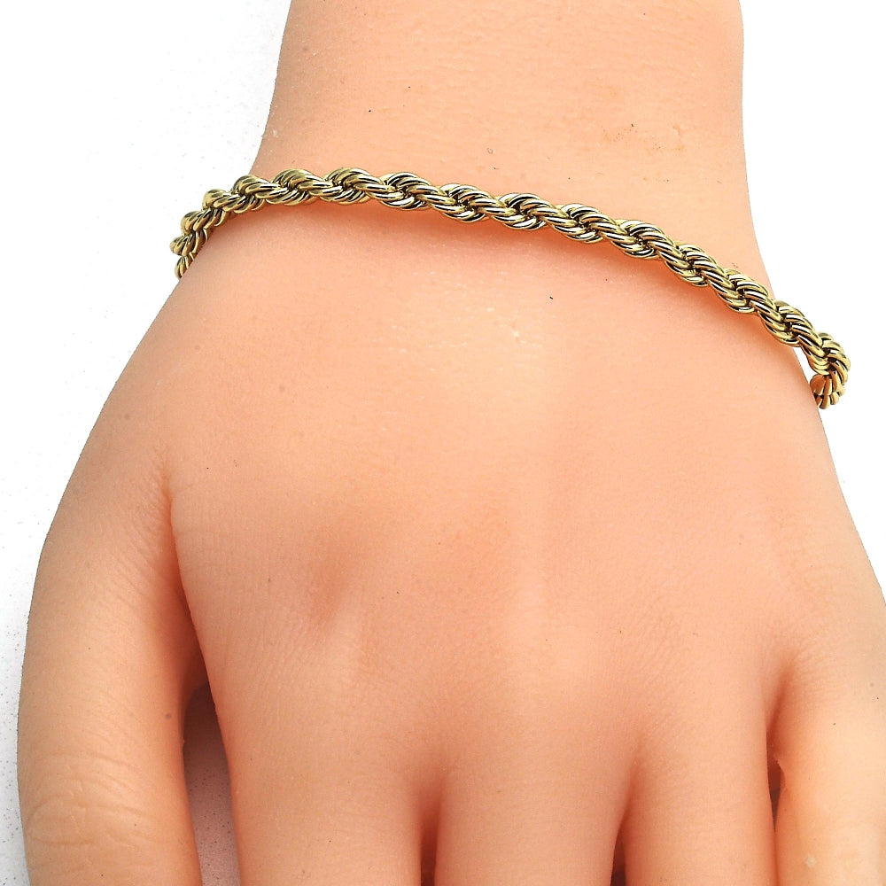 Oro Laminado Basic Bracelet, Gold Filled Style Rope Design, Polished, Golden Finish