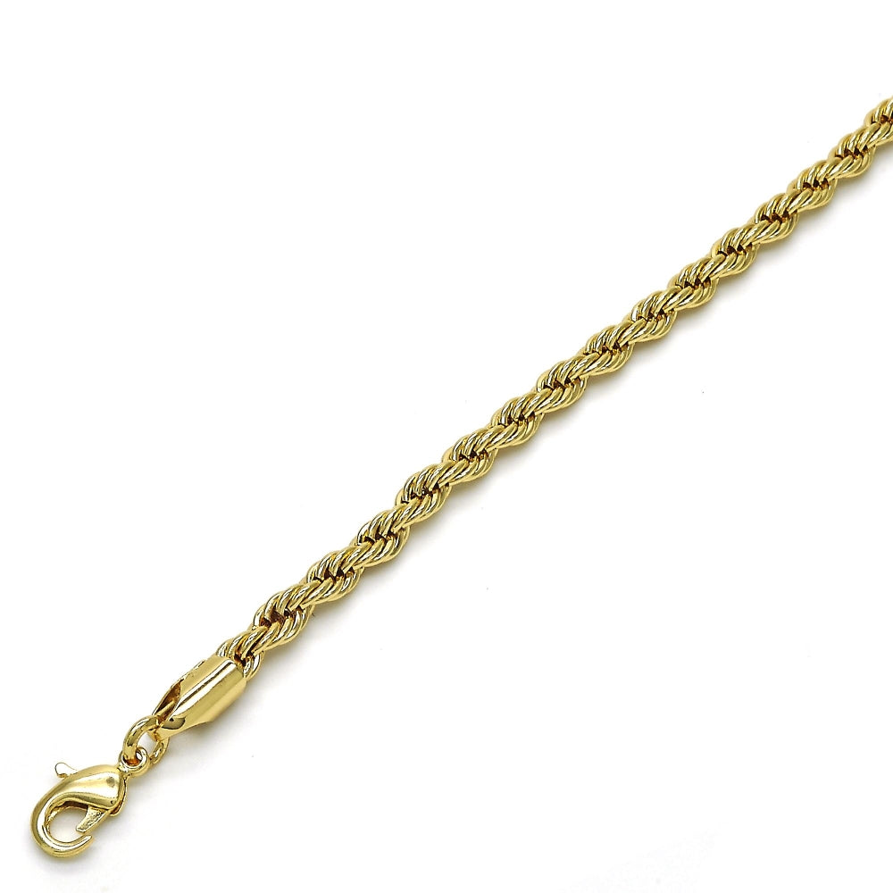 Oro Laminado Basic Bracelet, Gold Filled Style Rope Design, Polished, Golden Finish
