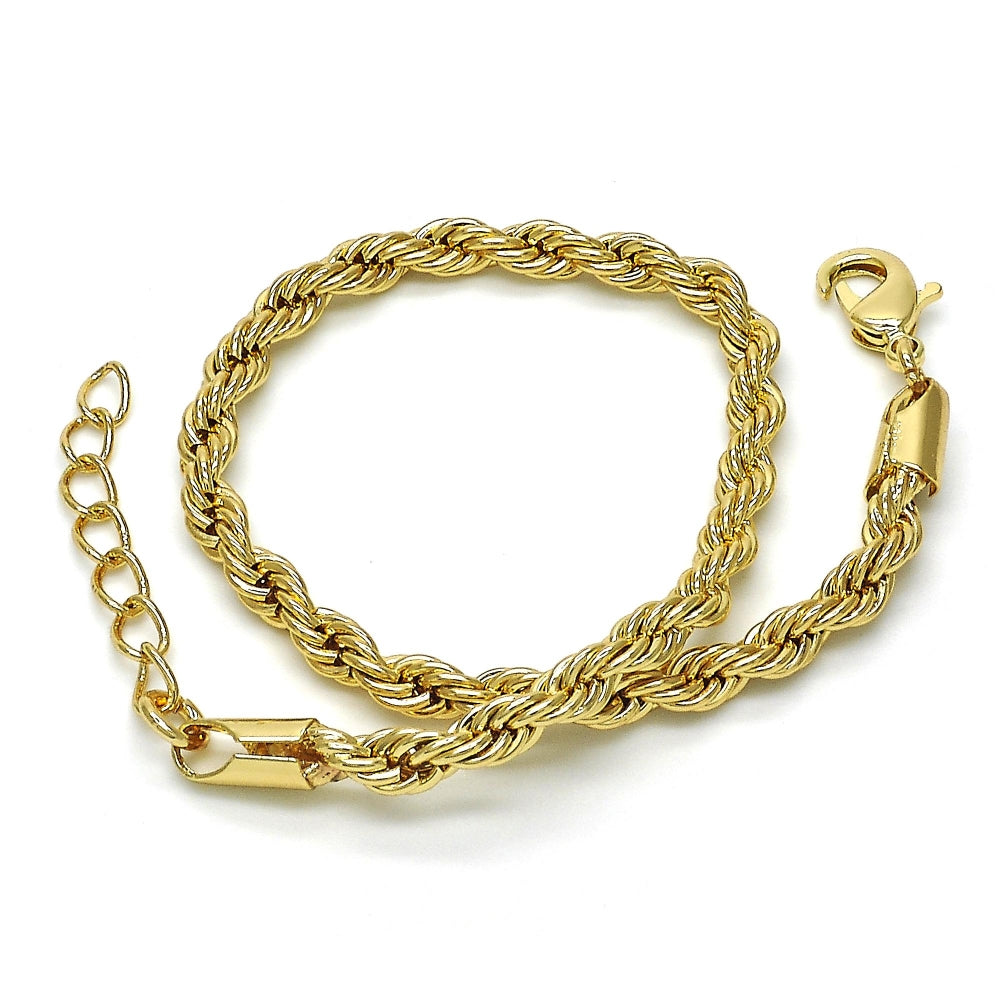 Oro Laminado Basic Bracelet, Gold Filled Style Rope Design, Polished, Golden Finish