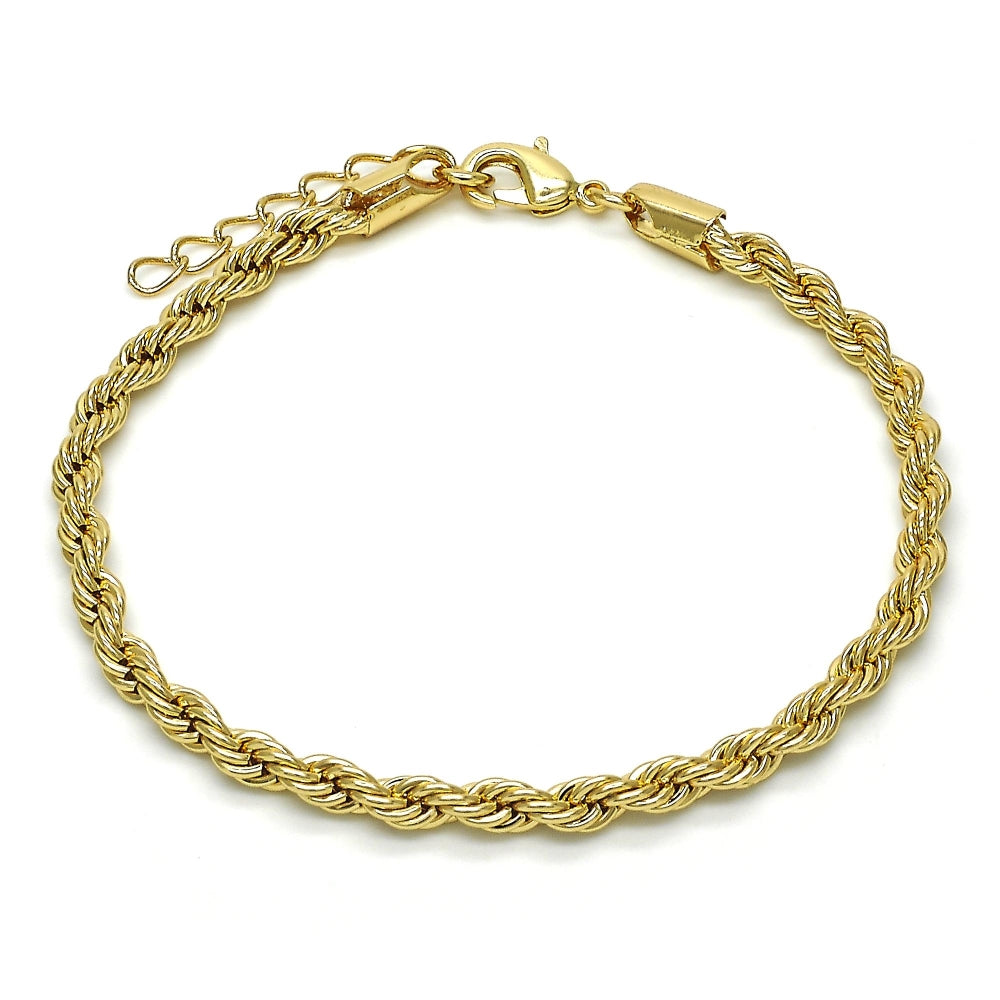 Oro Laminado Basic Bracelet, Gold Filled Style Rope Design, Polished, Golden Finish