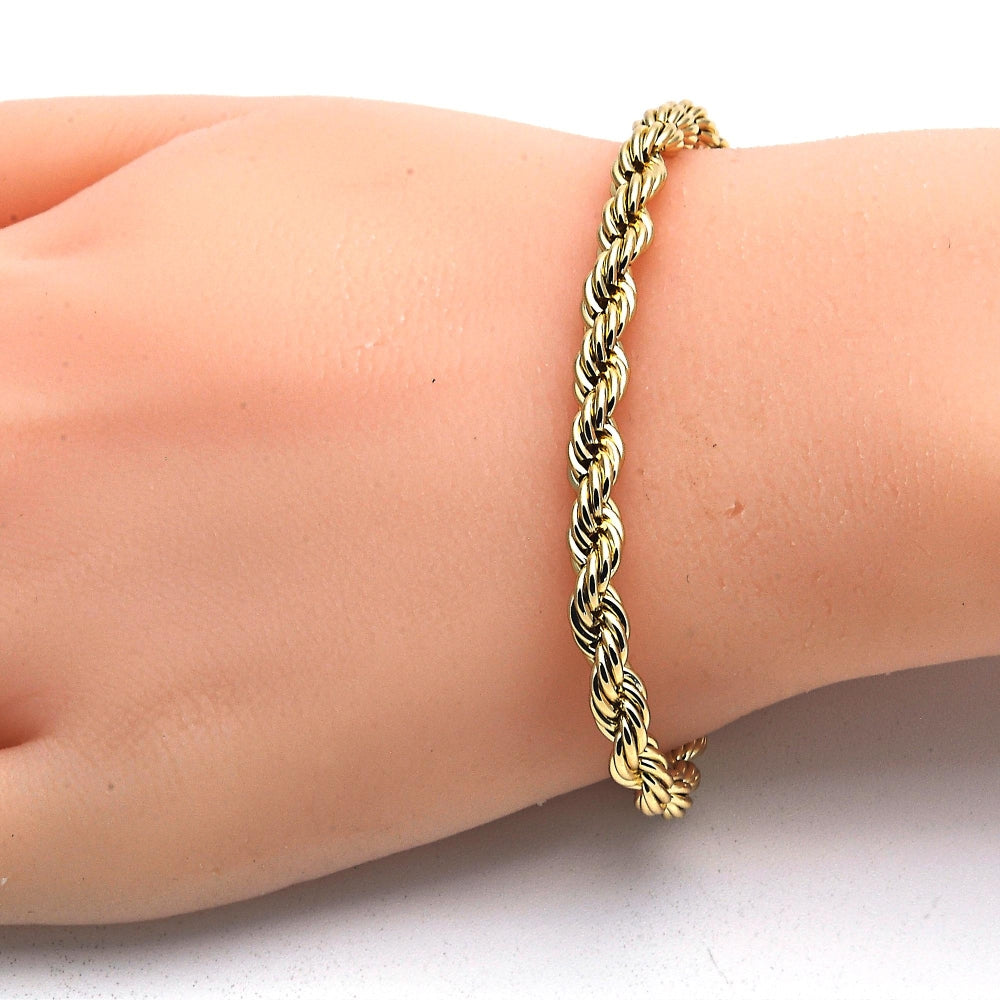 Oro Laminado Basic Bracelet, Gold Filled Style Rope Design, Polished, Golden Finish