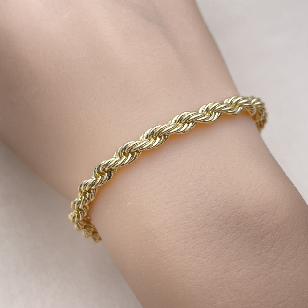 Oro Laminado Basic Bracelet, Gold Filled Style Rope Design, Polished, Golden Finish