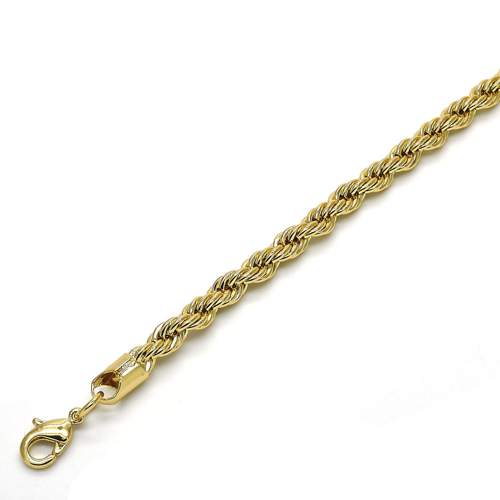 Oro Laminado Basic Bracelet, Gold Filled Style Rope Design, Polished, Golden Finish
