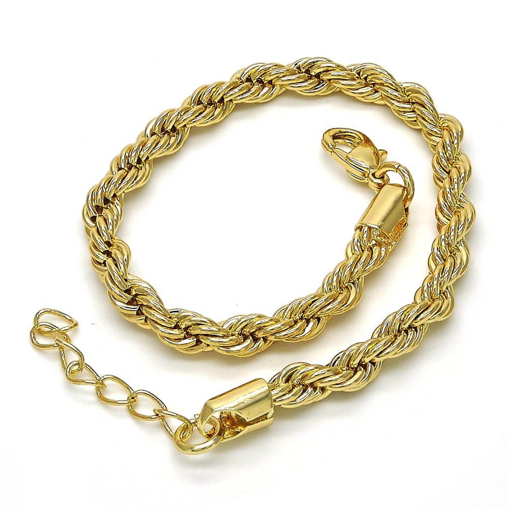 Oro Laminado Basic Bracelet, Gold Filled Style Rope Design, Polished, Golden Finish