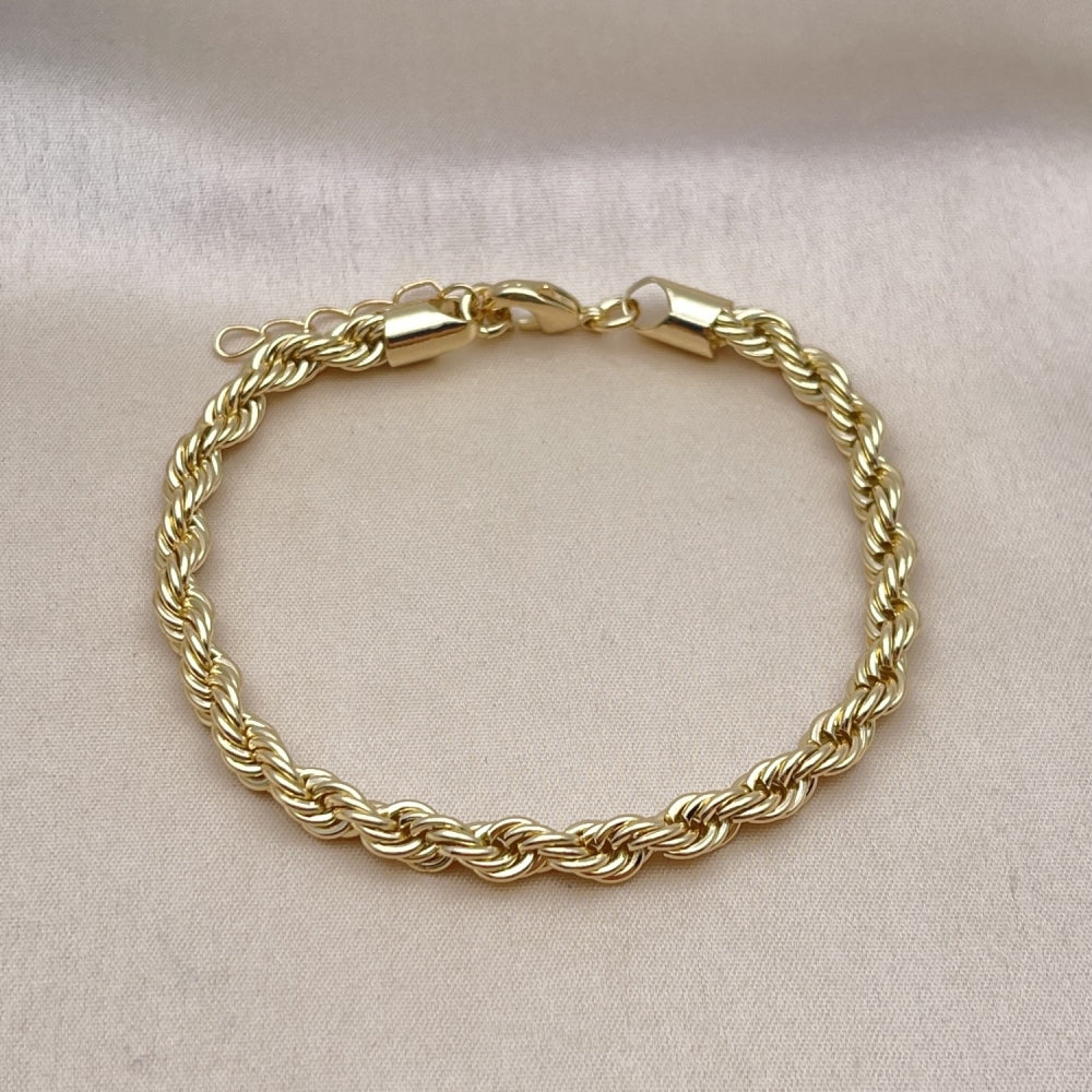 Oro Laminado Basic Bracelet, Gold Filled Style Rope Design, Polished, Golden Finish