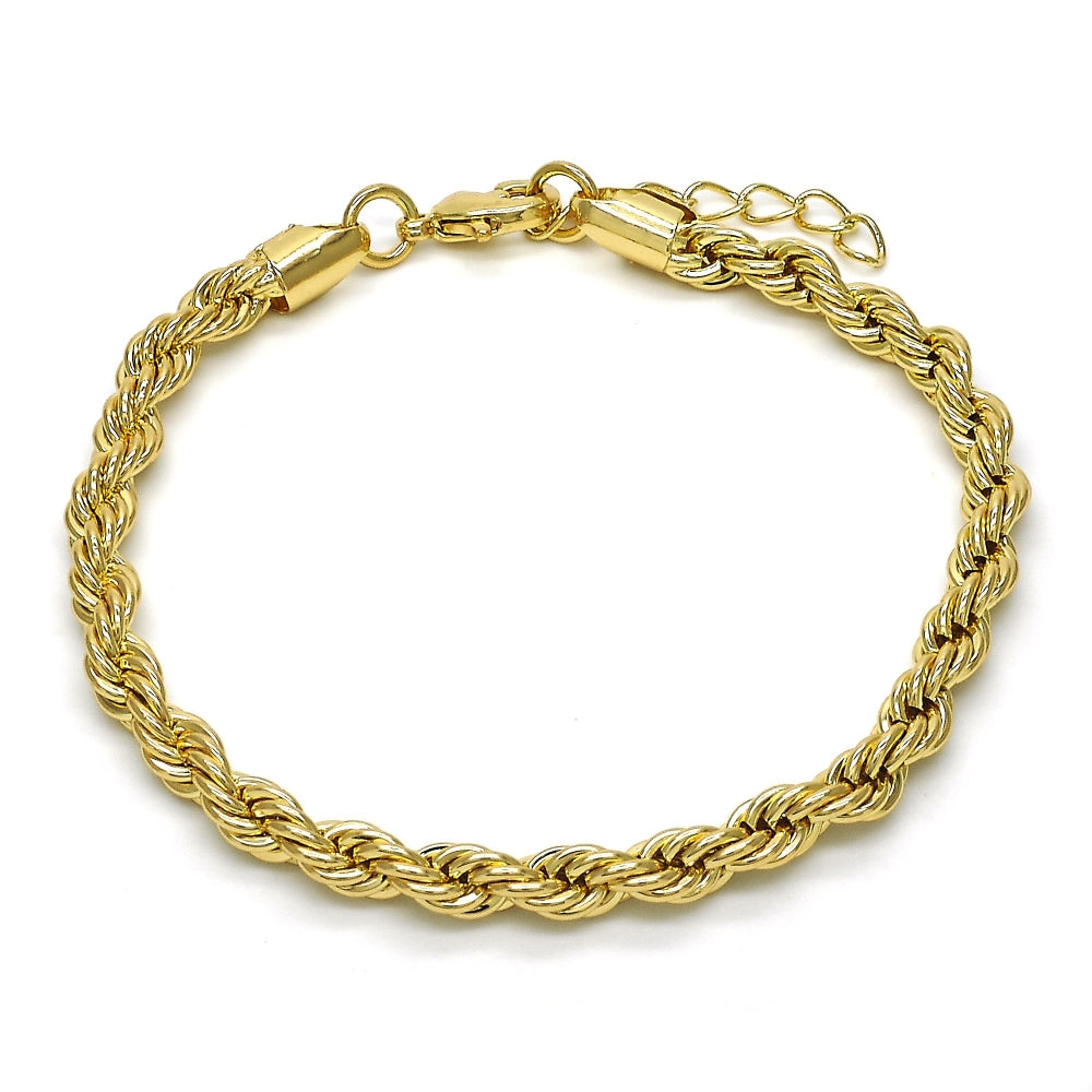 Oro Laminado Basic Bracelet, Gold Filled Style Rope Design, Polished, Golden Finish