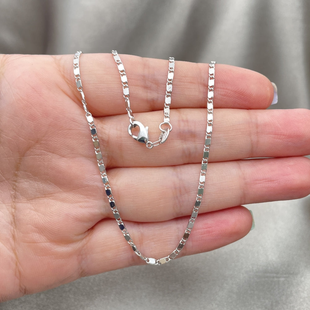 White Gold Filled Basic Necklace, Polished, Rhodium Finish