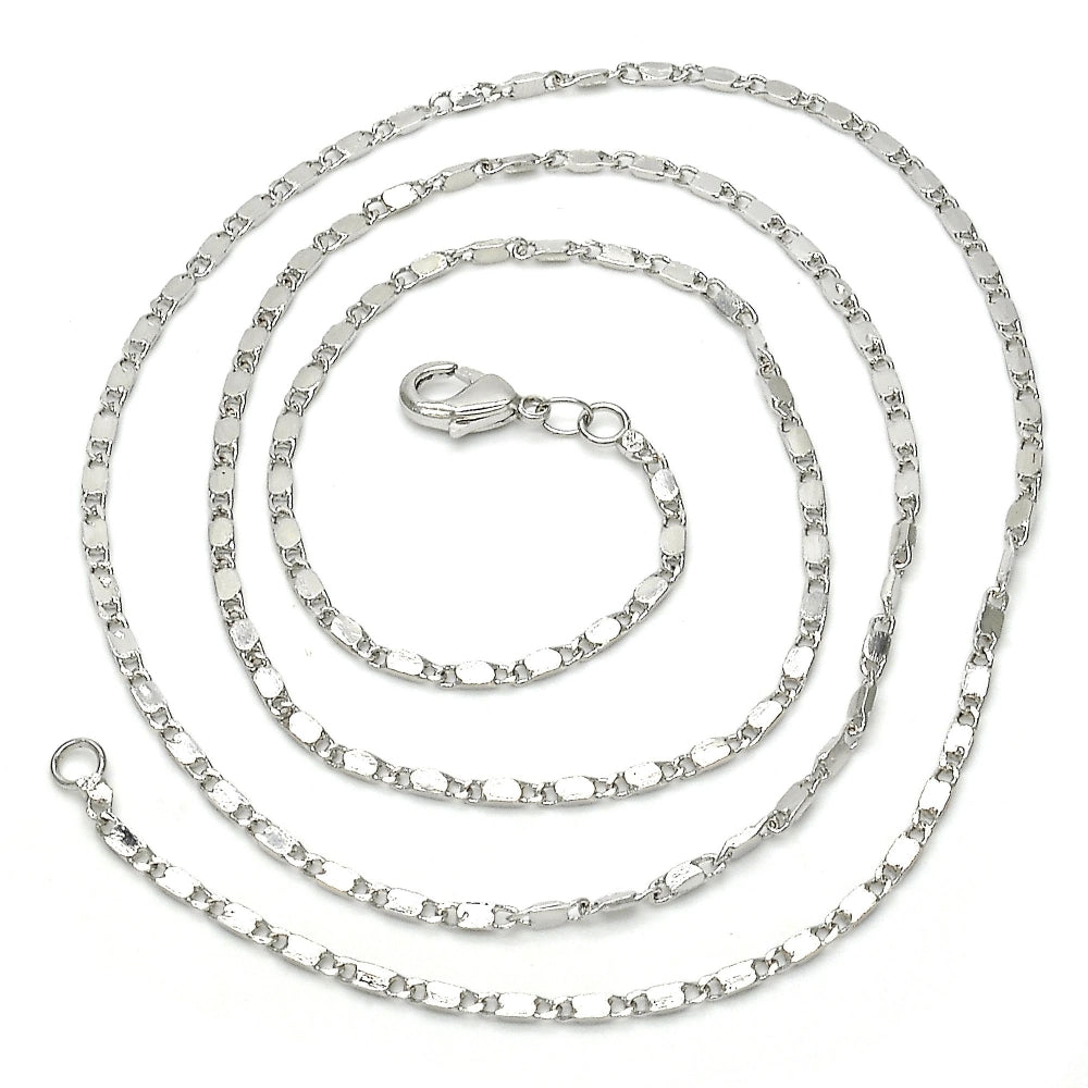 White Gold Filled Basic Necklace, Polished, Rhodium Finish