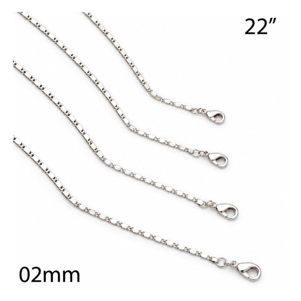 White Gold Filled Basic Necklace, Polished, Rhodium Finish