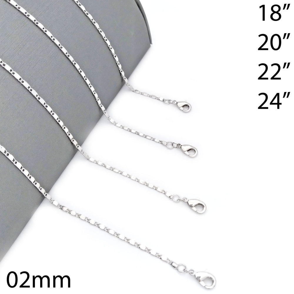 White Gold Filled Basic Necklace, Polished, Rhodium Finish