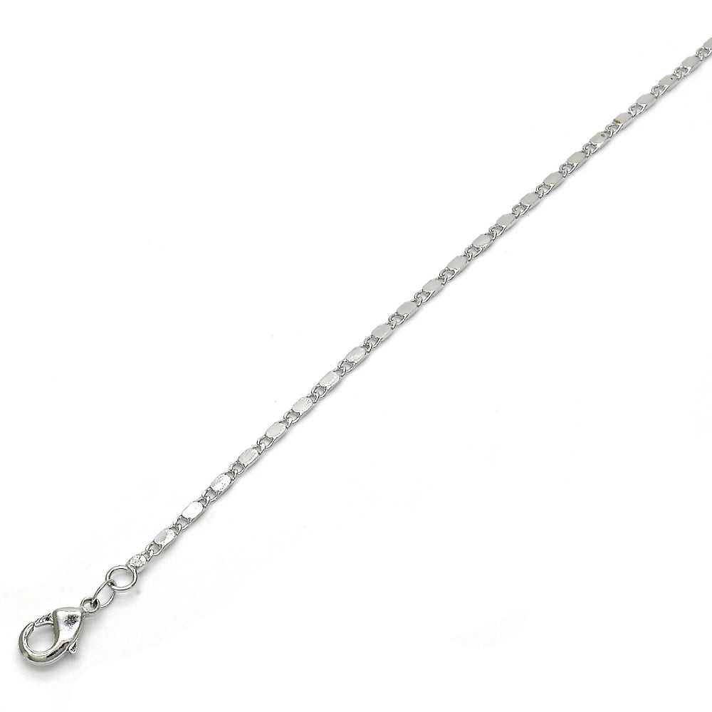 White Gold Filled Basic Necklace, Polished, Rhodium Finish