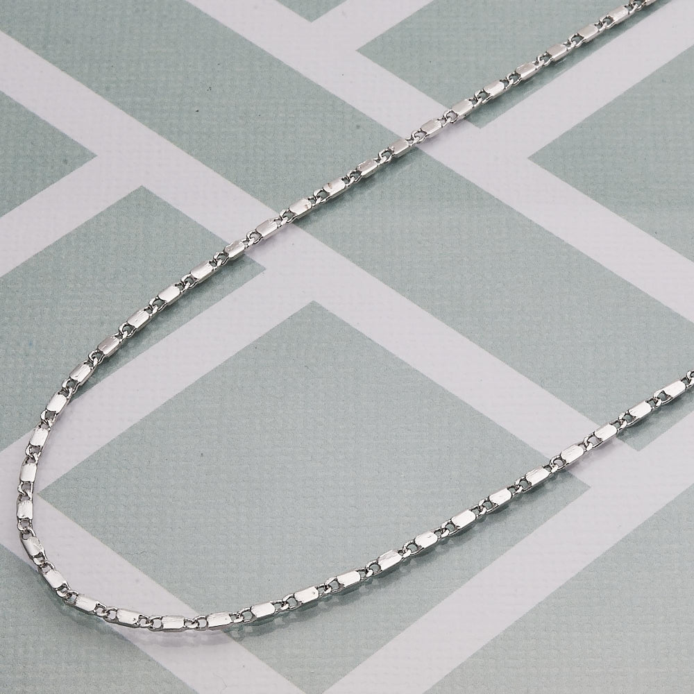 White Gold Filled Basic Necklace, Polished, Rhodium Finish