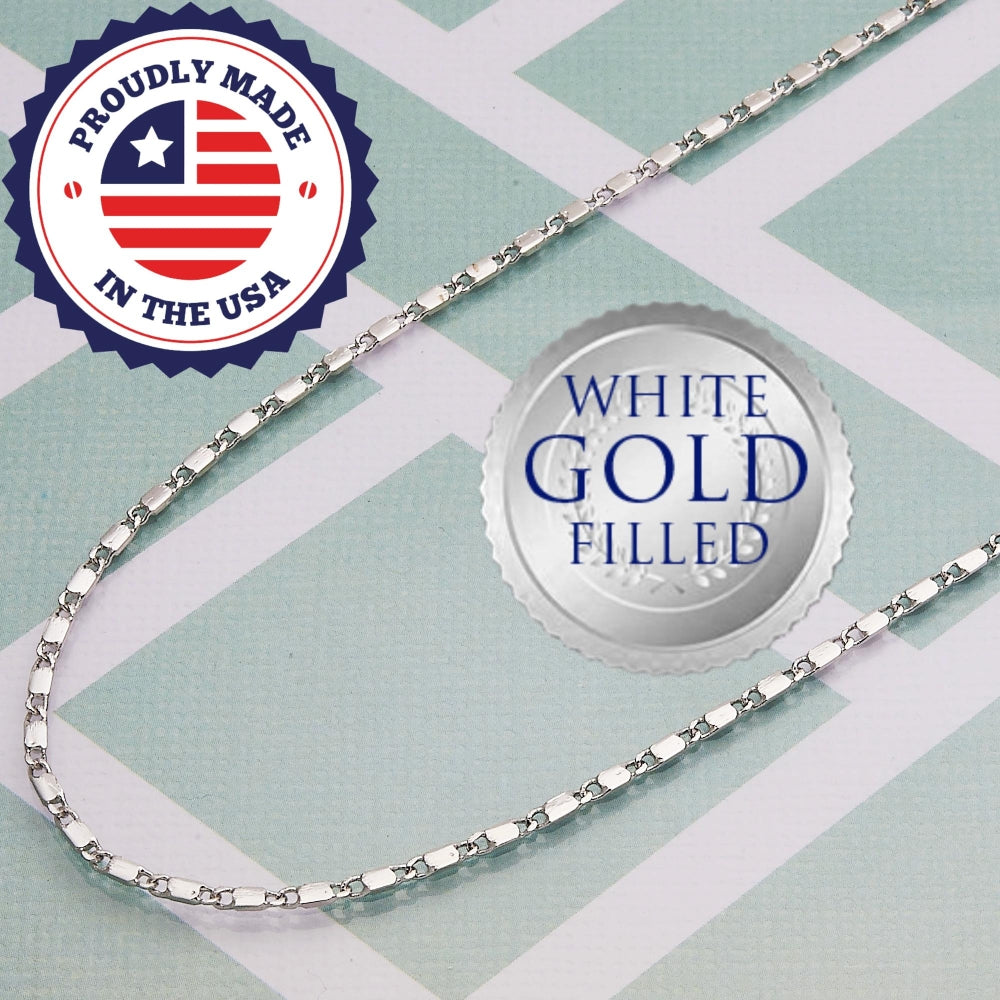 White Gold Filled Basic Necklace, Polished, Rhodium Finish