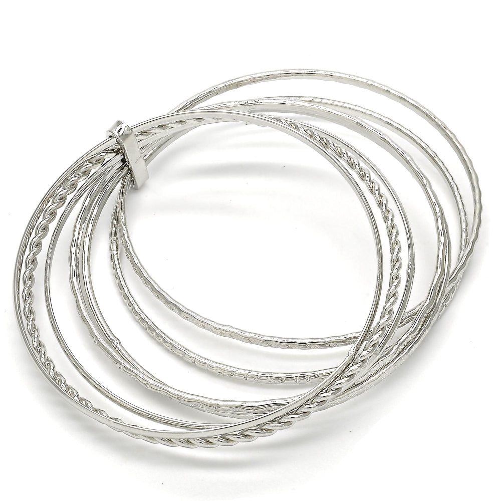 Rhodium Gold Filled Semanario Bangle, Twist Design, Polished, Rhodium Finish