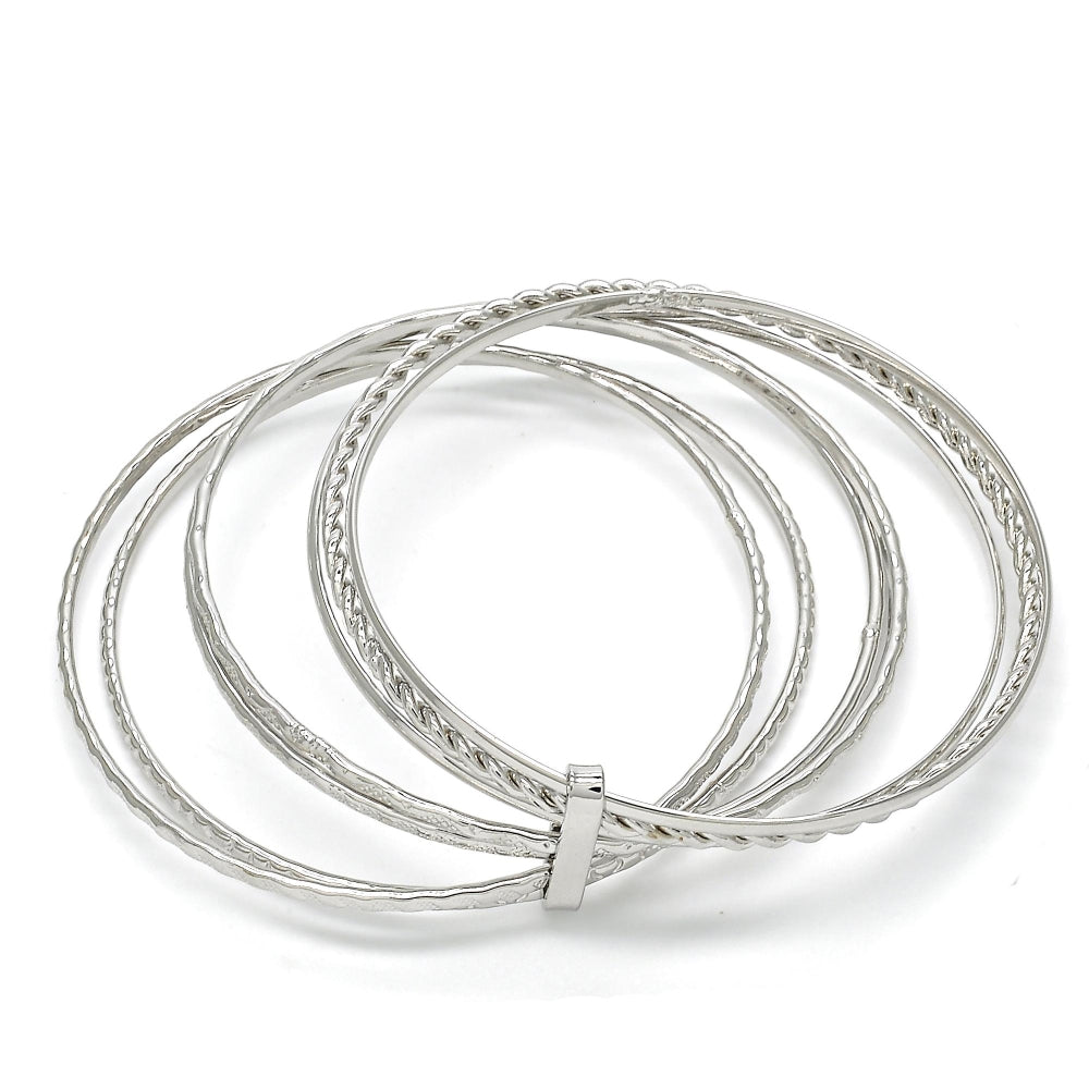 Rhodium Gold Filled Semanario Bangle, Twist Design, Polished, Rhodium Finish