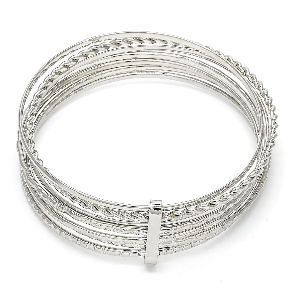Rhodium Gold Filled Semanario Bangle, Twist Design, Polished, Rhodium Finish