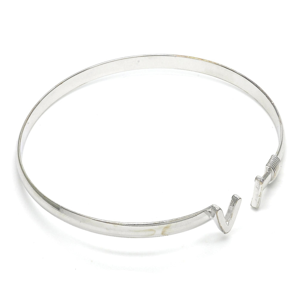 Rhodium Gold Filled Individual Bangle, Polished, Rhodium Finish