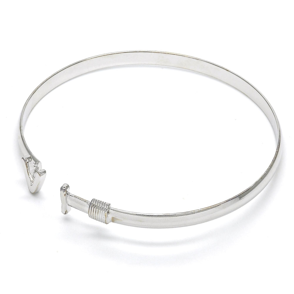 Rhodium Gold Filled Individual Bangle, Polished, Rhodium Finish
