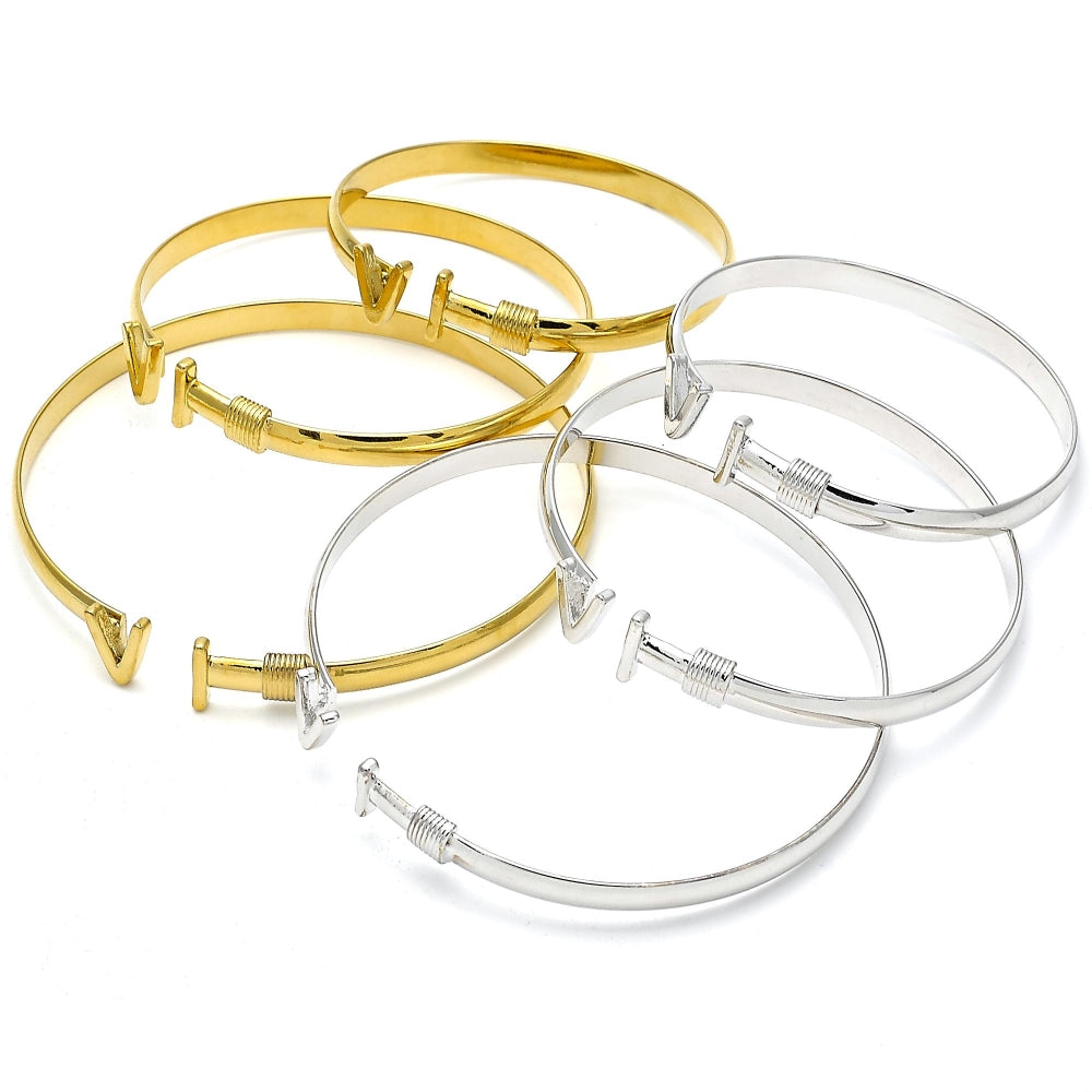 Rhodium Gold Filled Individual Bangle, Polished, Rhodium Finish