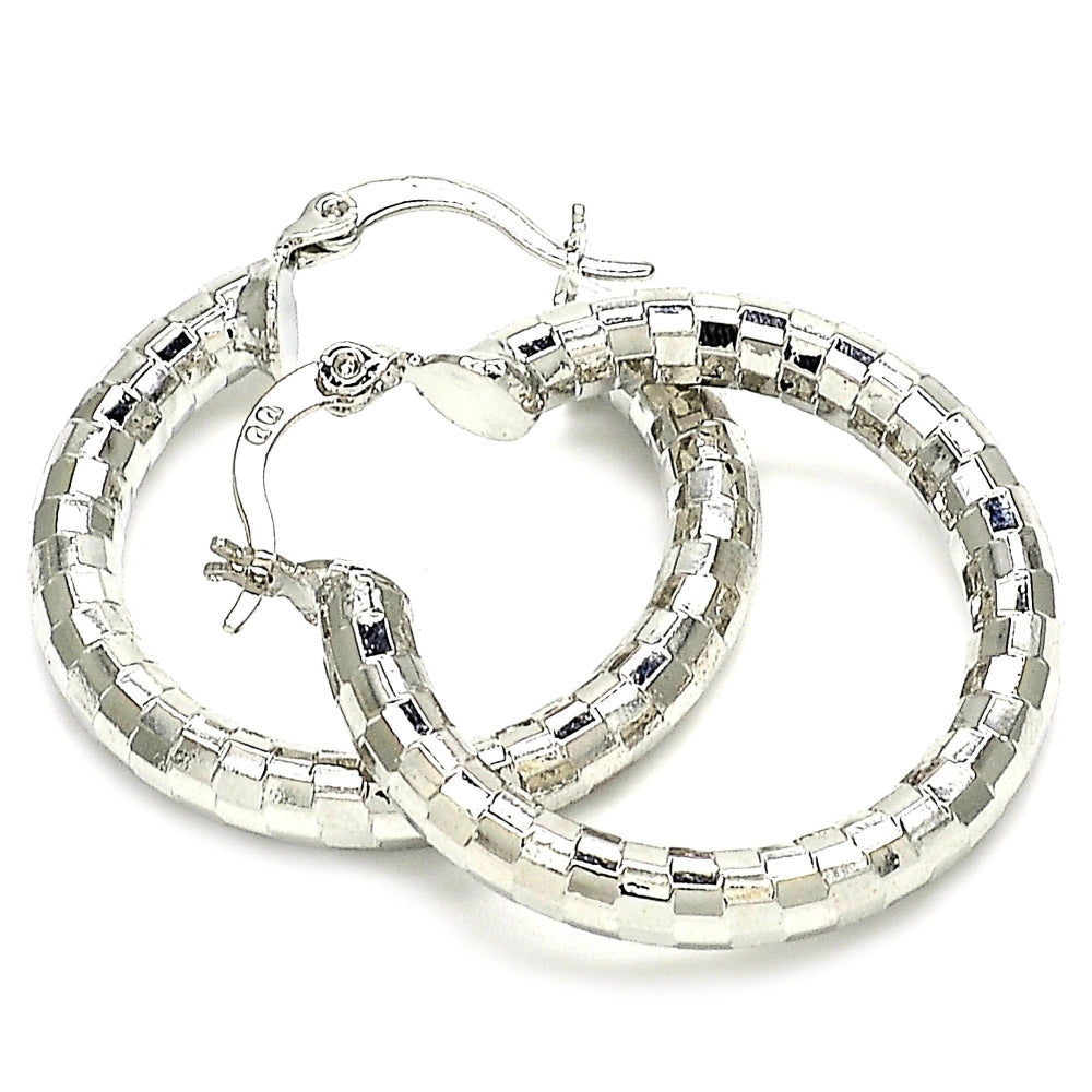 Rhodium Gold Filled Medium Hoop, Polished, Rhodium Finish