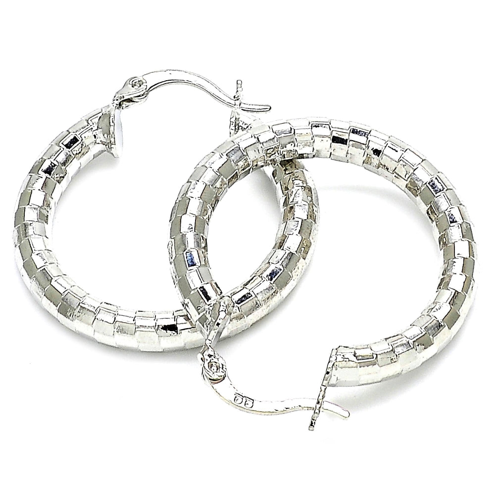 Rhodium Gold Filled Medium Hoop, Polished, Rhodium Finish