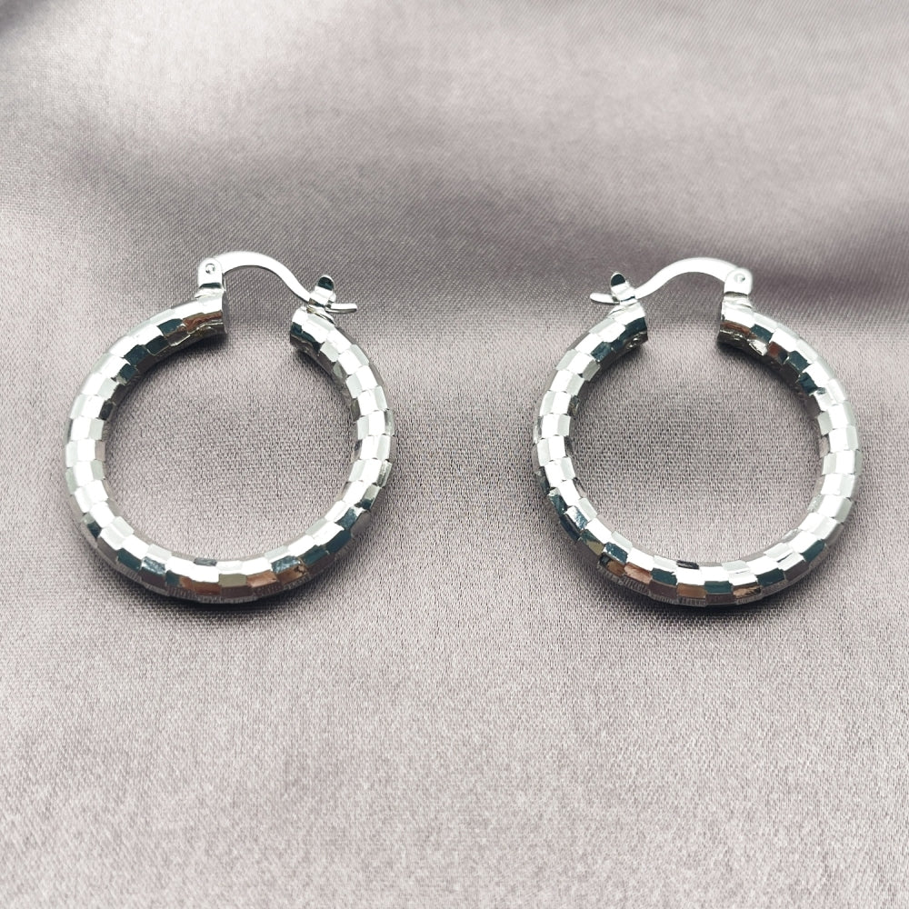 Rhodium Gold Filled Medium Hoop, Polished, Rhodium Finish