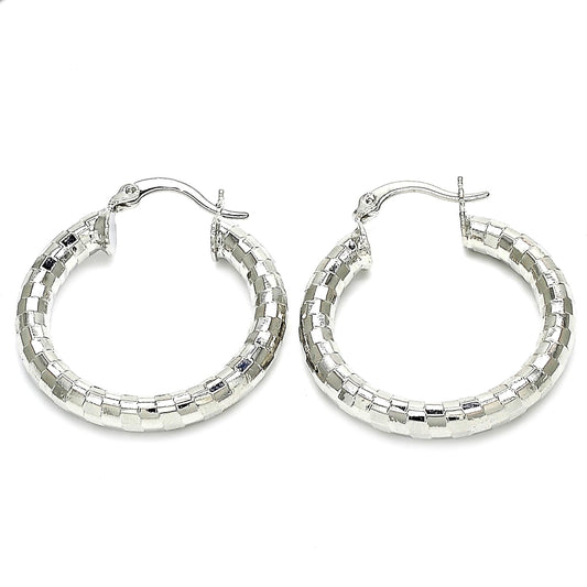 Rhodium Gold Filled Medium Hoop, Polished, Rhodium Finish