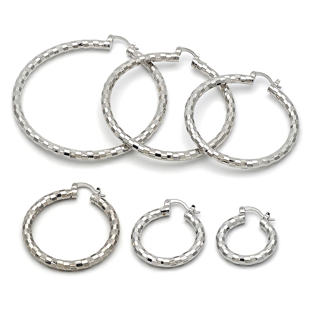 Rhodium Gold Filled Medium Hoop, Polished, Rhodium Finish