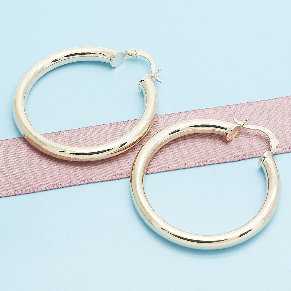 Oro Laminado Medium Hoop, Gold Filled Style Polished, Golden Finish