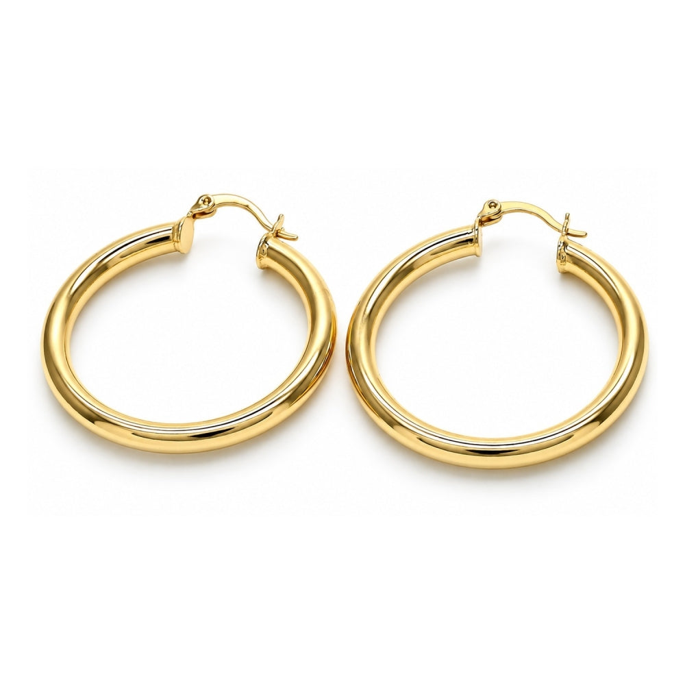 Oro Laminado Medium Hoop, Gold Filled Style Polished, Golden Finish