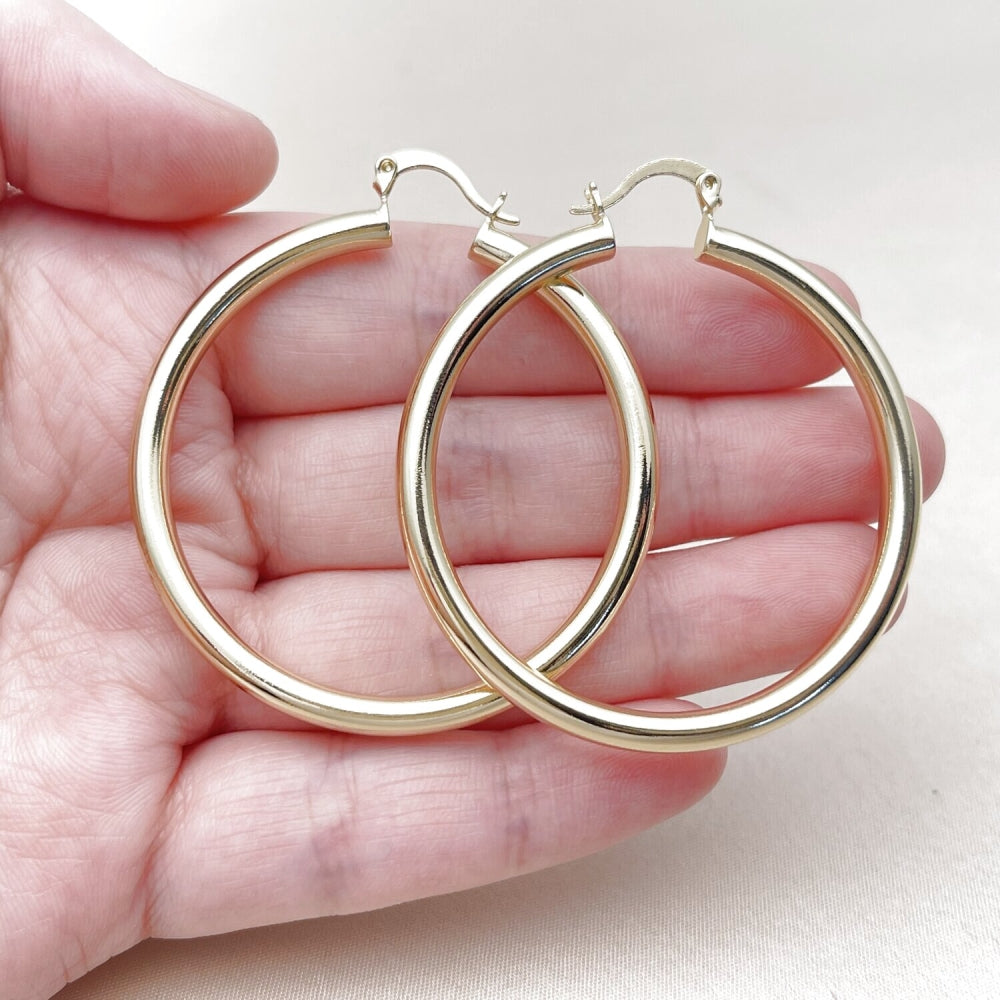 Oro Laminado Large Hoop, Gold Filled Style Polished, Golden Finish
