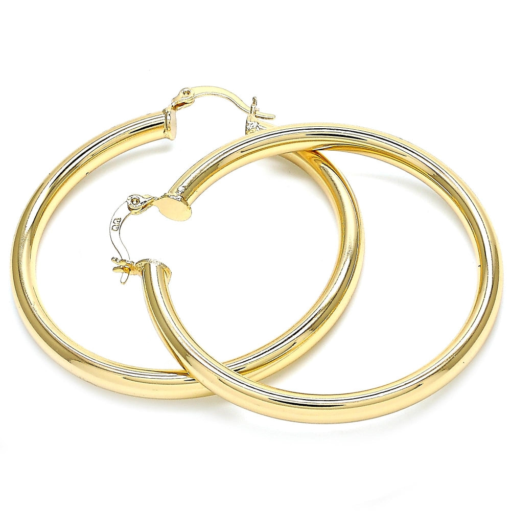 Oro Laminado Large Hoop, Gold Filled Style Polished, Golden Finish