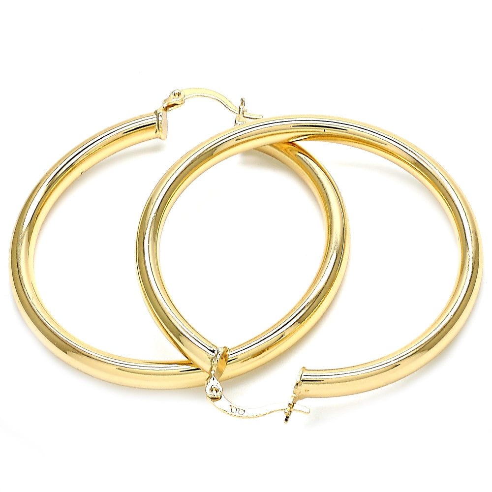 Oro Laminado Large Hoop, Gold Filled Style Polished, Golden Finish