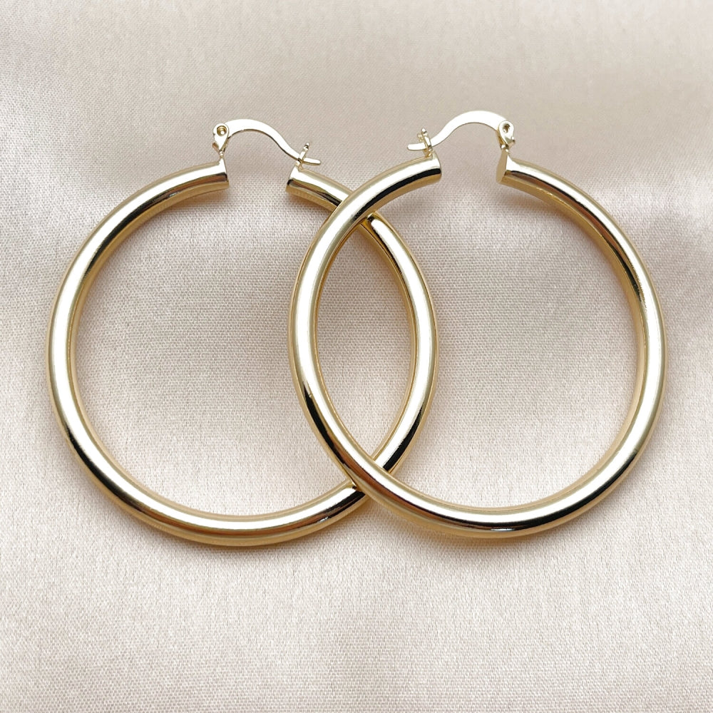 Oro Laminado Large Hoop, Gold Filled Style Polished, Golden Finish