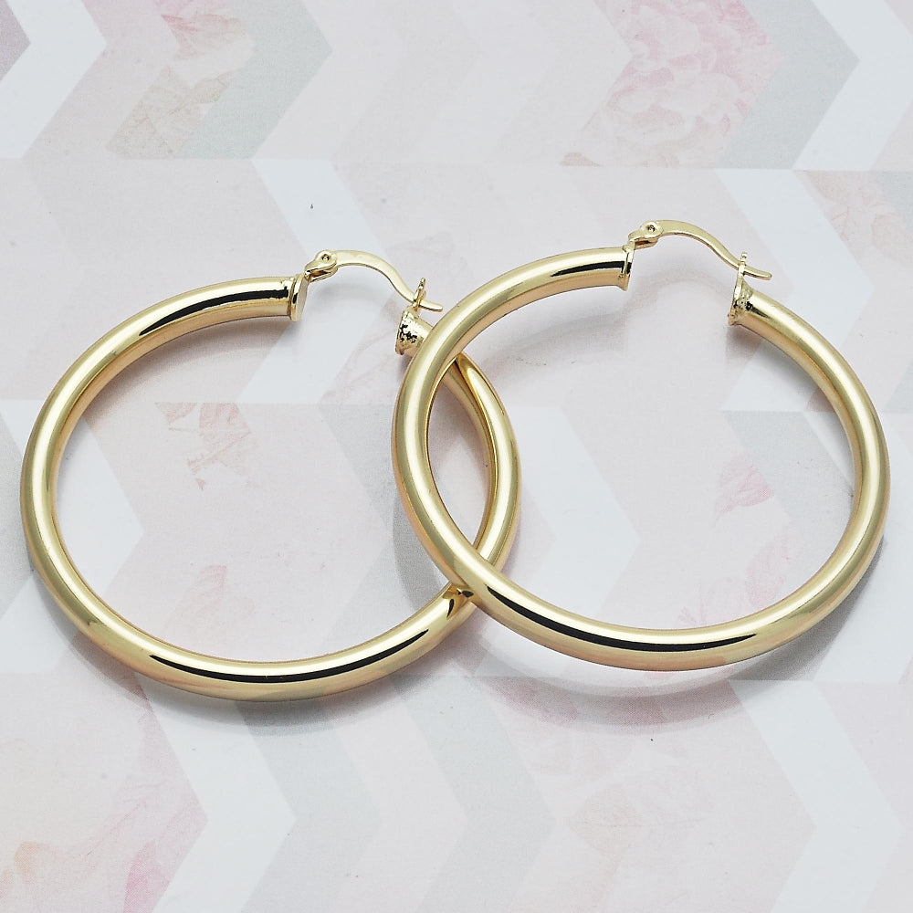 Oro Laminado Large Hoop, Gold Filled Style Polished, Golden Finish