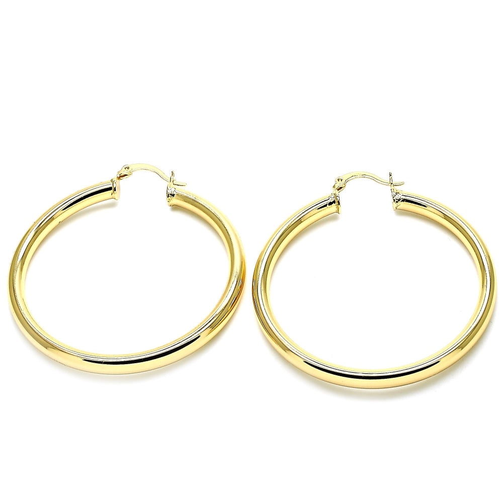 Oro Laminado Large Hoop, Gold Filled Style Polished, Golden Finish