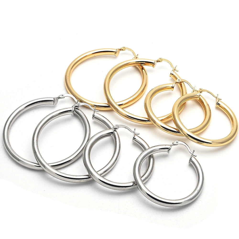 Oro Laminado Large Hoop, Gold Filled Style Polished, Golden Finish