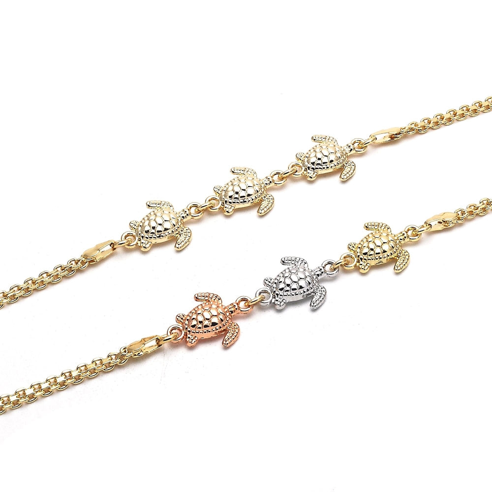 Oro Laminado Fancy Bracelet, Gold Filled Style Turtle Design, Polished, Golden Finish