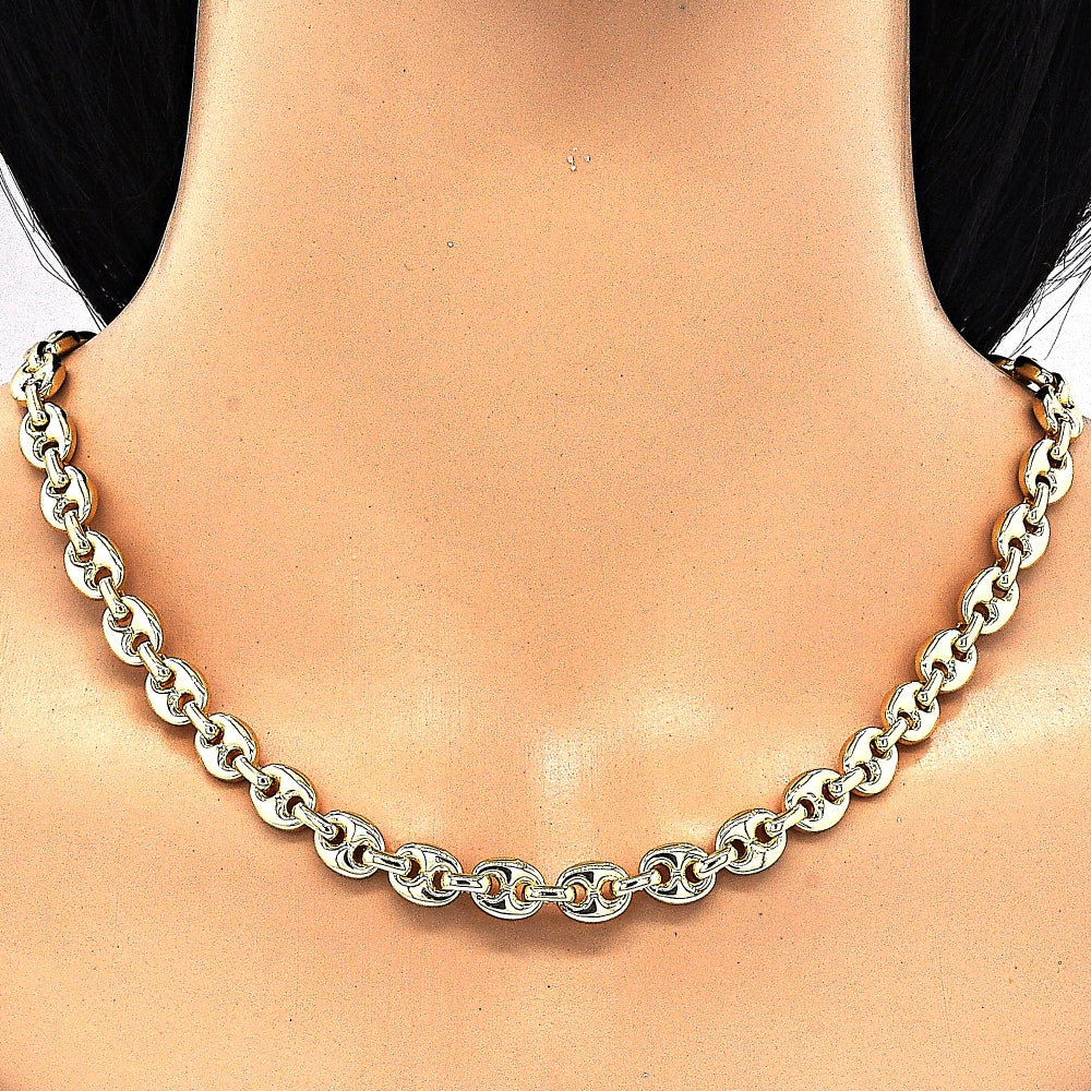 Oro Laminado Basic Necklace, Gold Filled Style Mariner Design, Polished, Golden Finish