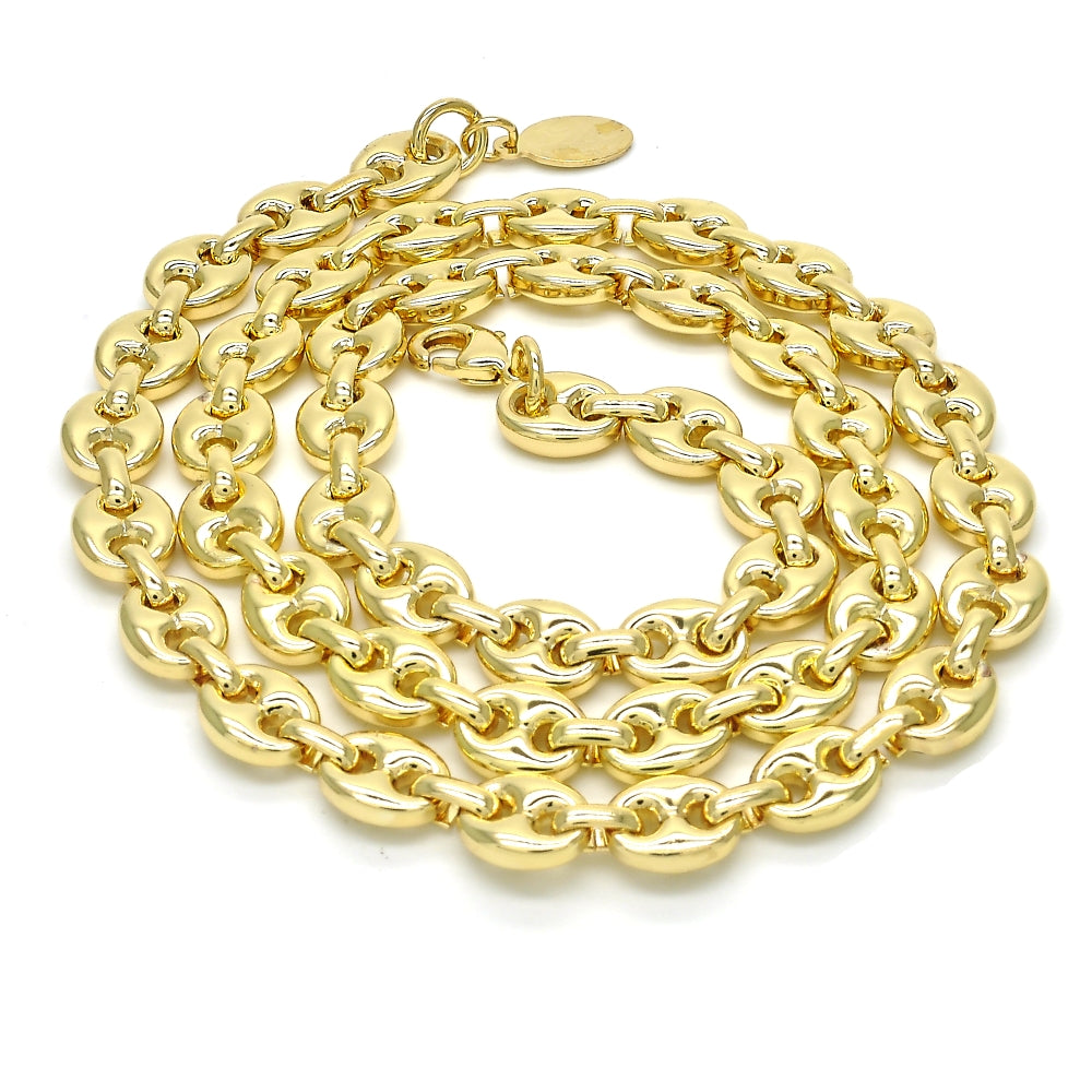 Oro Laminado Basic Necklace, Gold Filled Style Mariner Design, Polished, Golden Finish