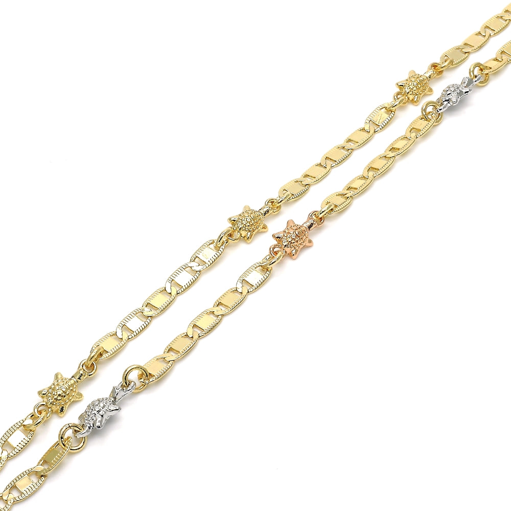 Oro Laminado Fancy Bracelet, Gold Filled Style Turtle Design, Polished, Golden Finish