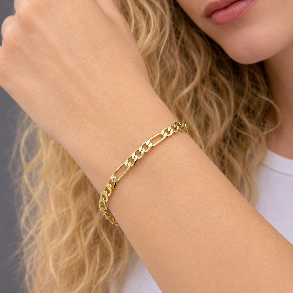 Oro Laminado Basic Bracelet, Gold Filled Style Figaro Design, Polished, Golden Finish