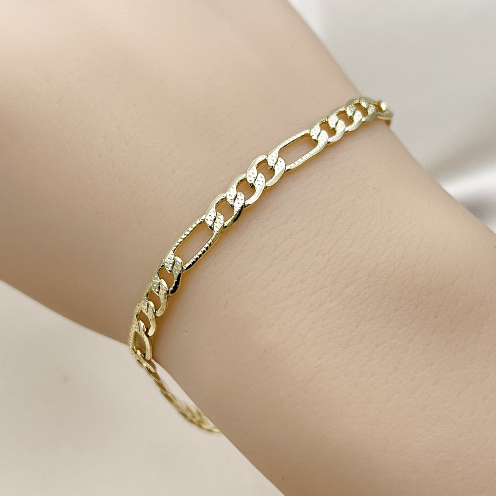 Oro Laminado Basic Bracelet, Gold Filled Style Figaro Design, Polished, Golden Finish